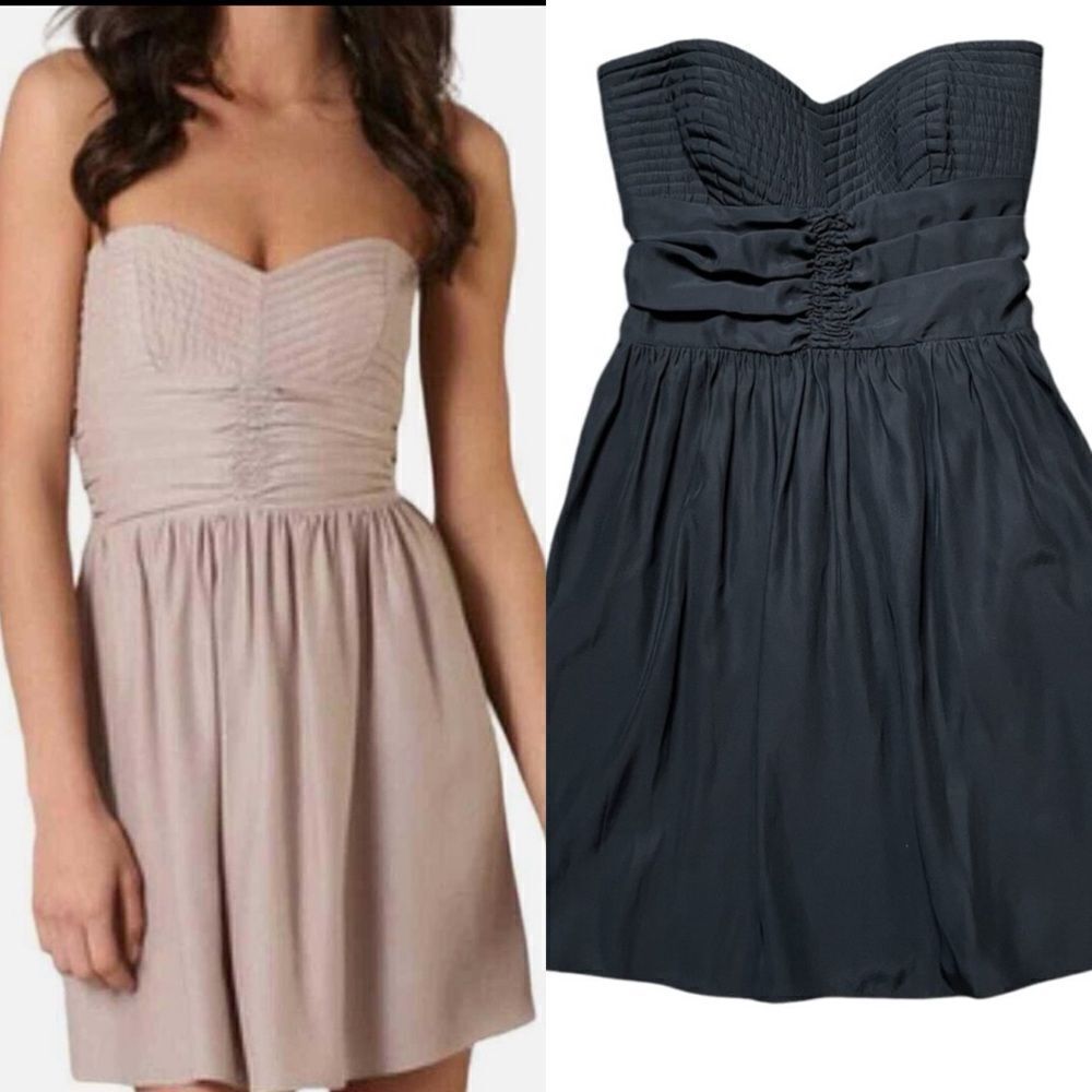 PARKER Strapless Silk Dress Black Size XS